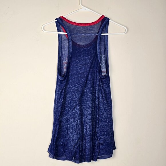Zoe and Liv Tank Womens Large Red White Blue Thin Patriotic American Flag Summer - Picture 2 of 9